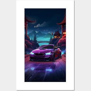 BMW M3 Neon City Posters and Art